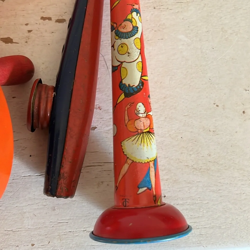 Vintage lot metal tin noise makers rattles whistle holiday party